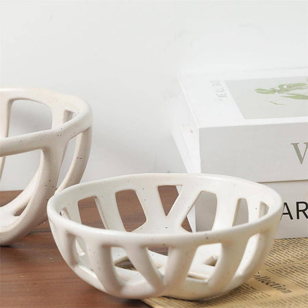 Small woven ceramic basket