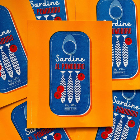 Affiche risographie 'Sardine Al pomodoro'
