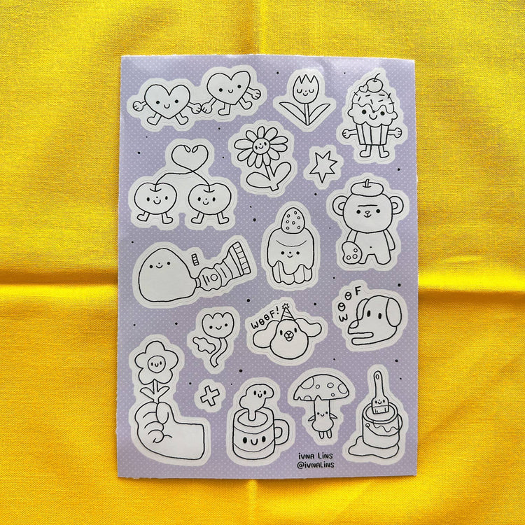 Feuille d'autocollants Doodles