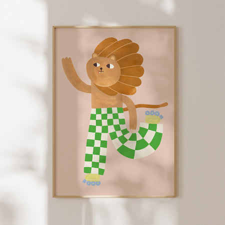 'Lion on Skates' Poster