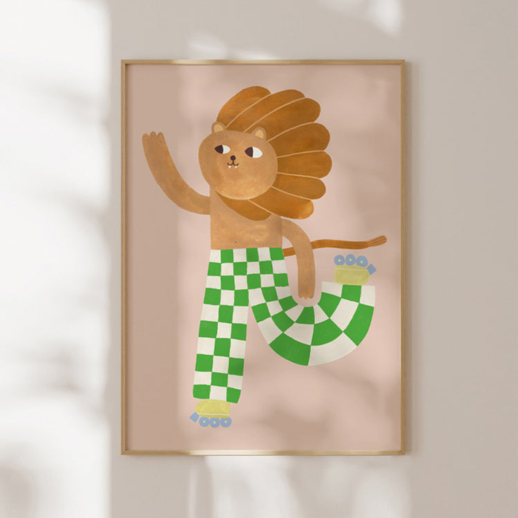 'Lion on Skates' Poster