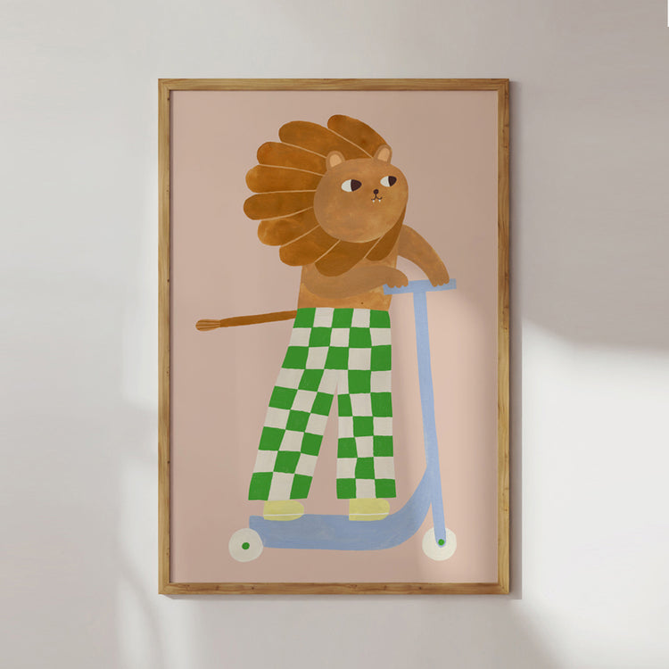 Poster 'Lion on a Scooter'