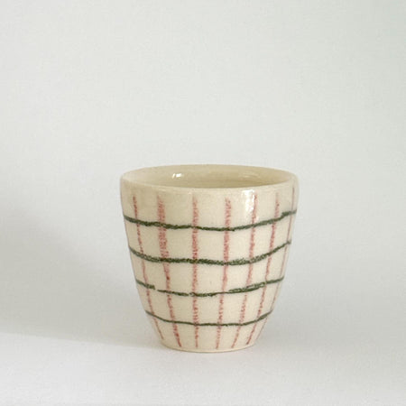 Gobelet carreaux rose-vert