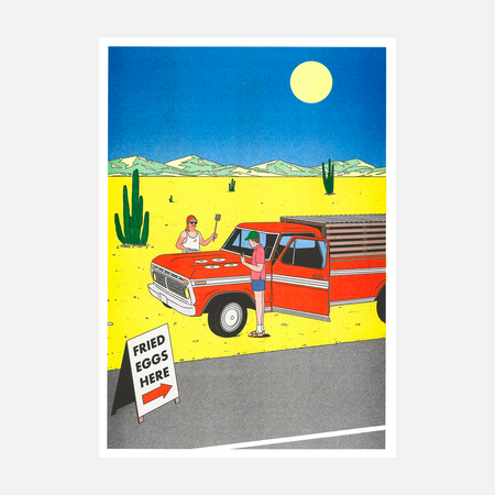 Risograph poster 'If you don't have a stove, use a pickup'