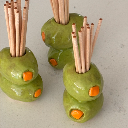 Olive toothpick holder