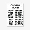 Postcard 'Opening Hours'