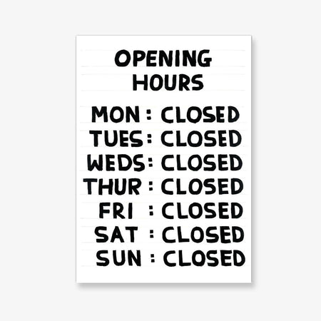 Postcard 'Opening Hours'