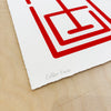 Screen printed poster 'Green Leaf' on blue paper
