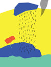 Poster 'Abstract shapes yellow and blue'