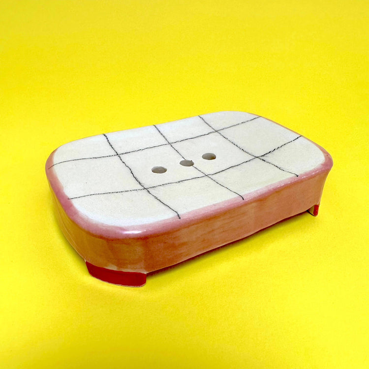 Pink ceramic soap dish