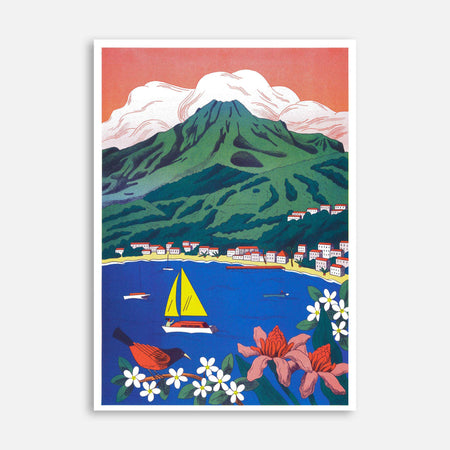 Risograph poster 'Mount Pelée'