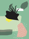 Poster 'Abstract shapes green background'