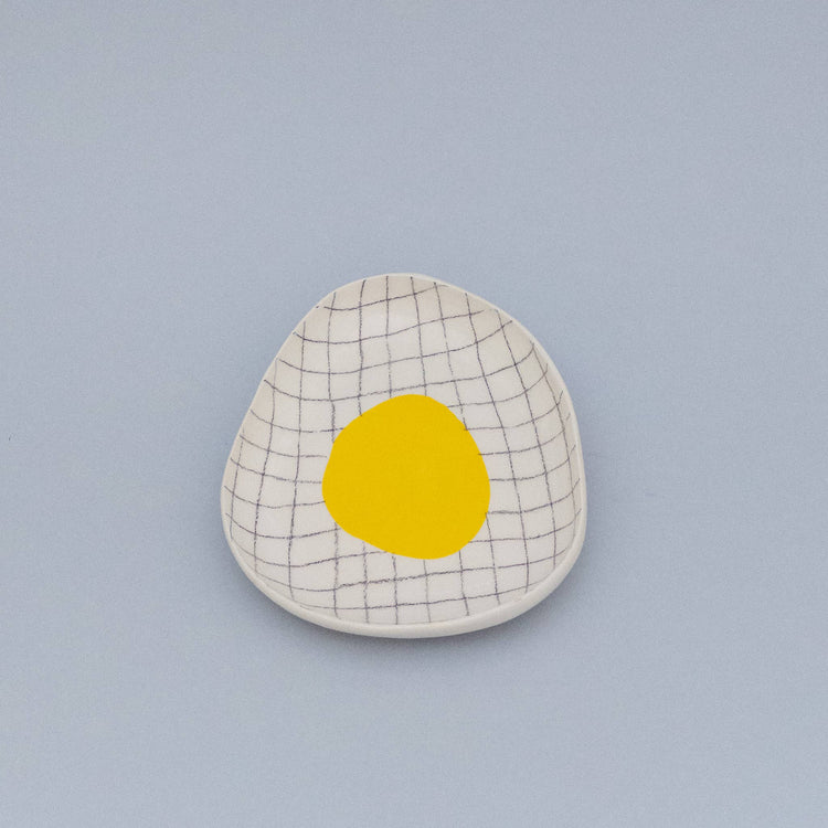Yellow Ceramic Grid Egg Tray