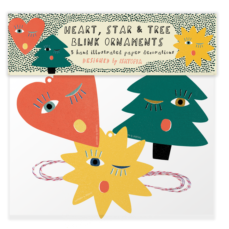 Set of 3 paper Christmas ornaments