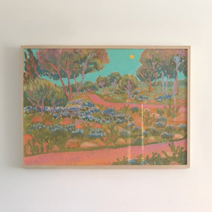 'Bluebonnets Prickly Pear Cactus Highway' Poster