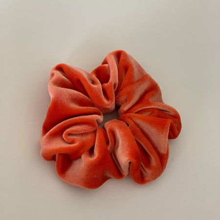Orange velvet hair scrunchie