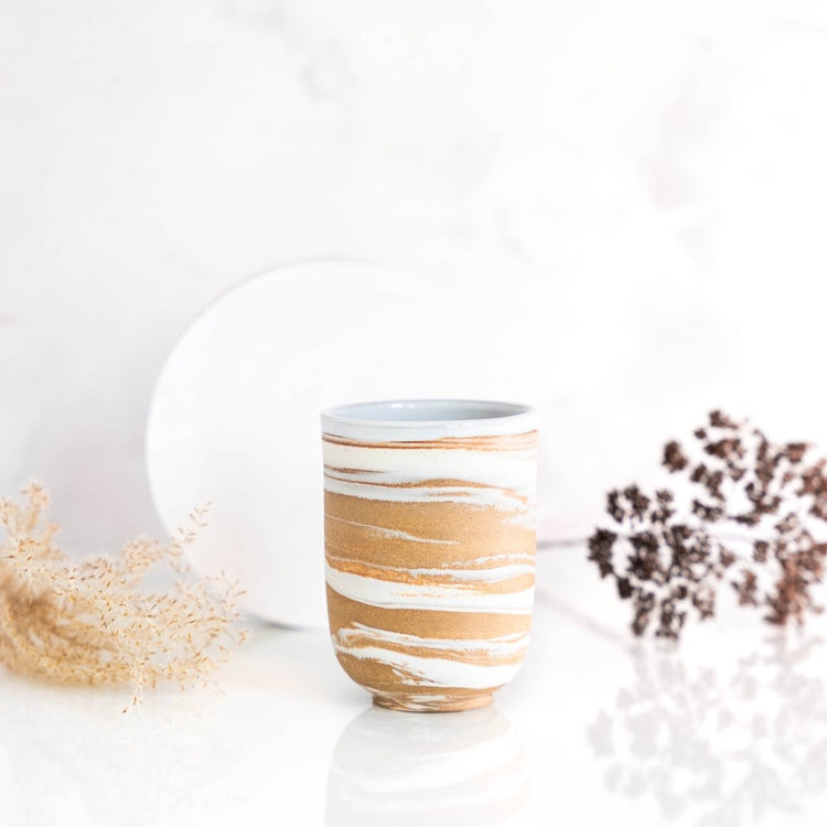 Marbled stoneware tumbler