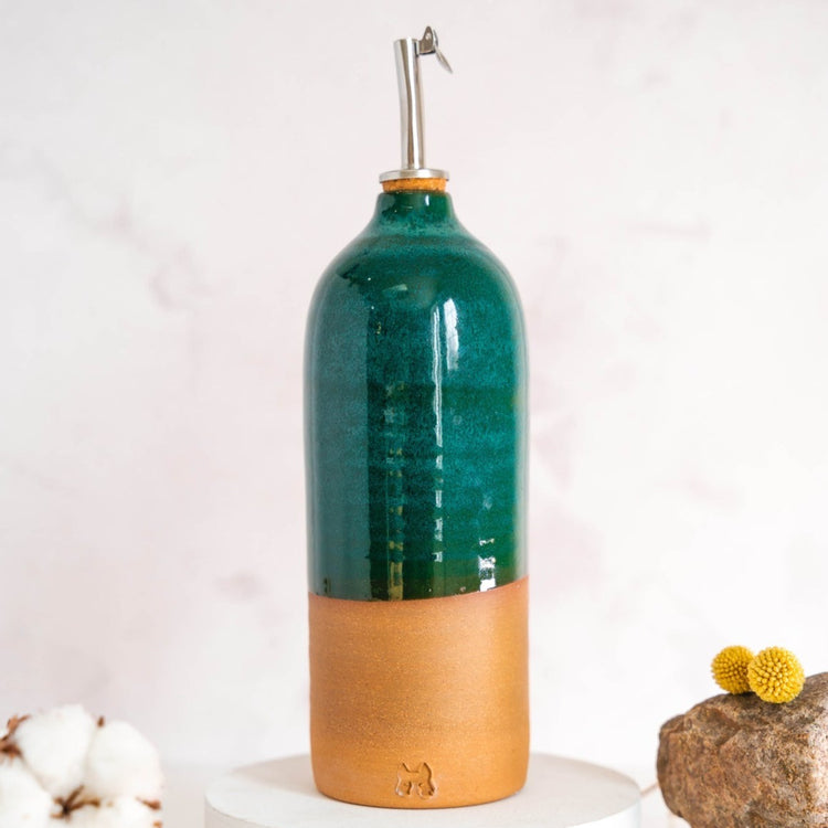Emerald stoneware cruet