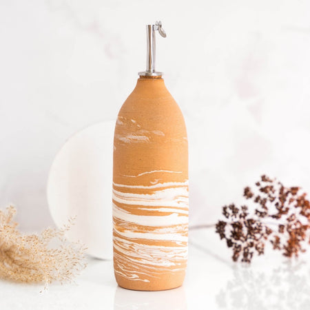 Marbled stoneware oil cruet