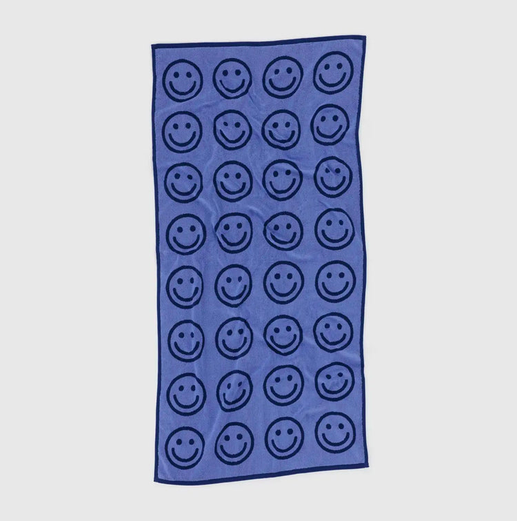 Grande serviette Smiley Bleu
