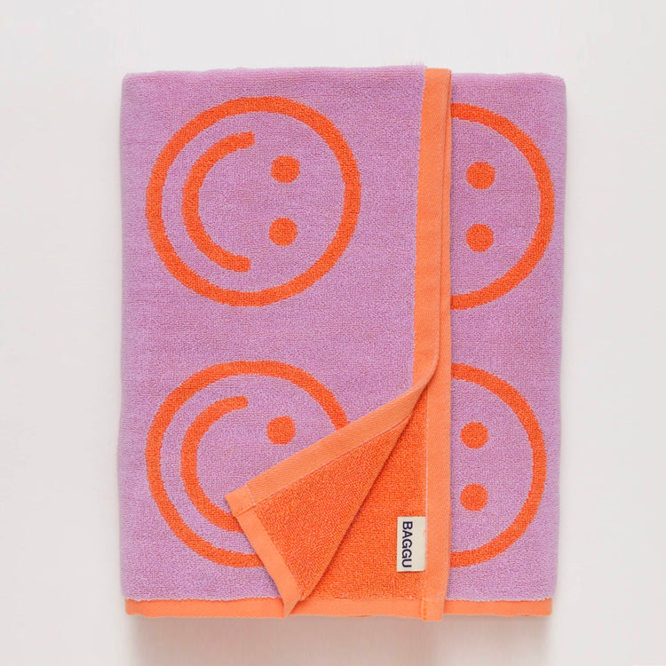 Grande serviette Smiley lilas