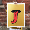 Screen-printed poster 'With the tongue'