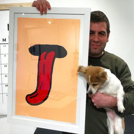 Screen-printed poster 'With the tongue'