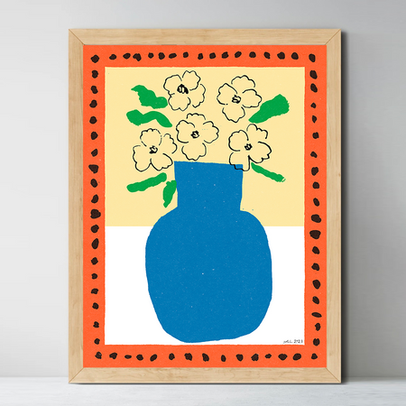 Poster 'Peonies and blue vase'