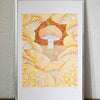 Risography poster 'Mushroom hunter'