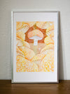 Risography poster 'Mushroom hunter'