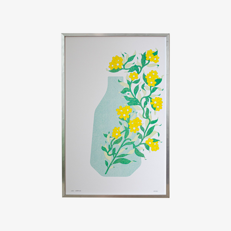 Risography poster 'Teal Vase'