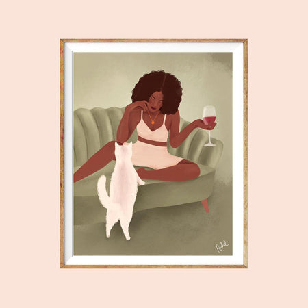 Poster 'Cat & Wine'