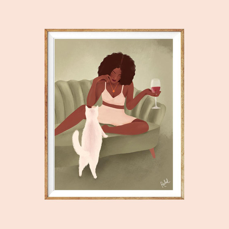 Poster 'Cat & Wine'