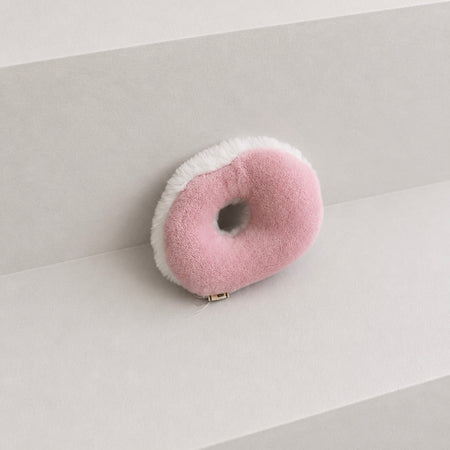 Petit coussin rond rose et blanc