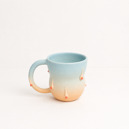 Tasse bleu-pêche gouttes en céramique