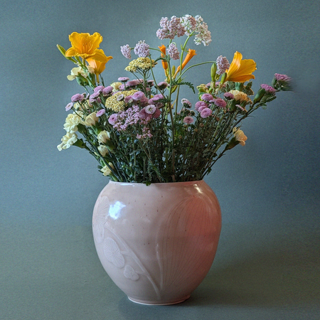 Very large plump floral vase
