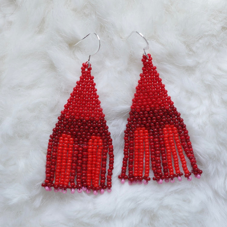 Boucles d'oreilles franges Red Pane