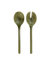 Olive green marbled resin salad servers - set of 2