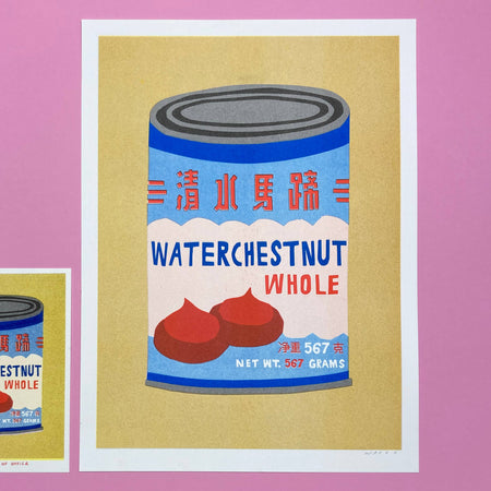 Risograph poster 'Can Water Chestnuts'