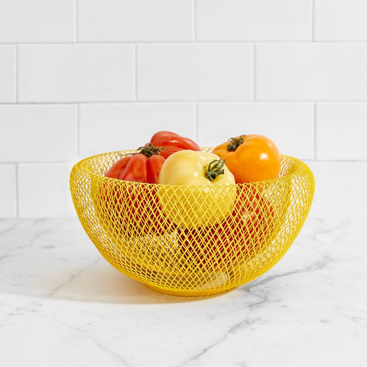 Yellow Wire Mesh Fruit Bowl