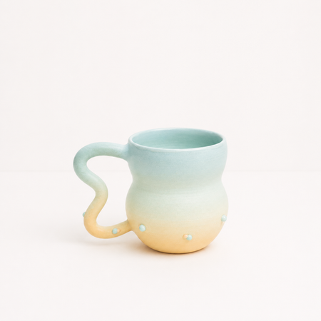Tasse bleu-pêche wavy en céramique