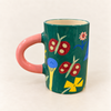 Tasse verte en céramique Papillons Fleurs