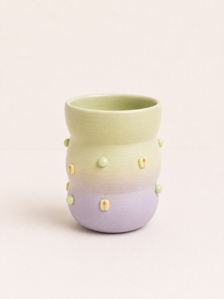 Gobelet vert et violet pois en céramique
