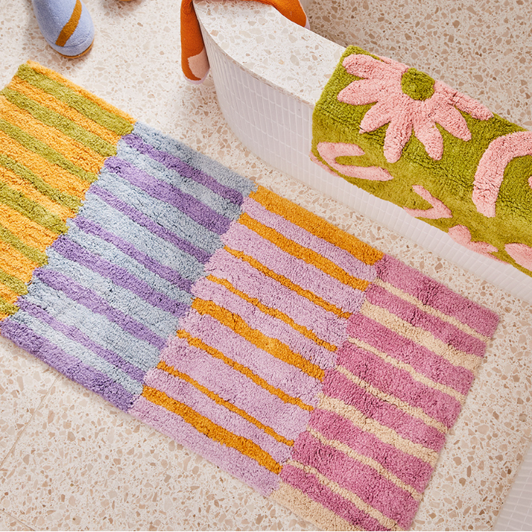 Tapis de bain runner Rayures multi