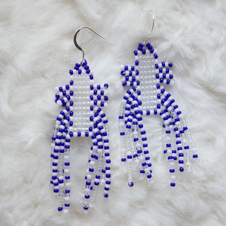 Boucles d'oreilles pendants Blue Checker