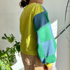 Pull Colorblock Damier Bleu, vert et chartreuse