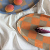 Plateau grande assiette Orange Checks