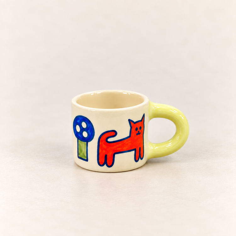 Tasse espresso en céramique Fleur Chat