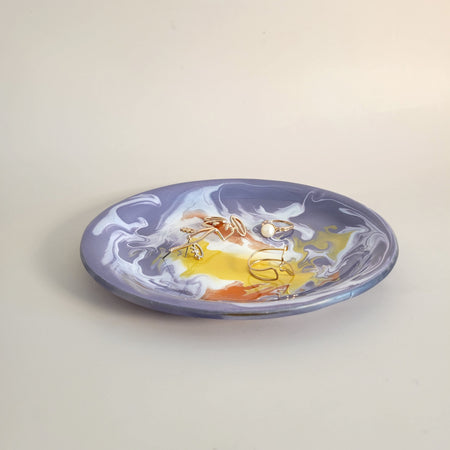 Coupelle en verre vintage multicolore