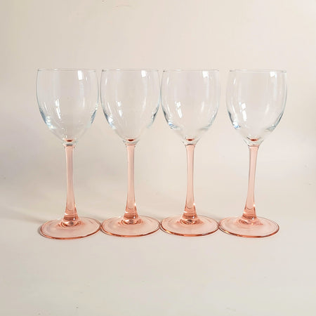Lot de 2 verres à pied rose vintage Luminarc moyen